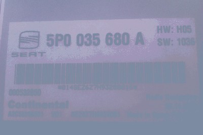 Zdjęcie tabliczki znamionowej z mojego radia RNS 510